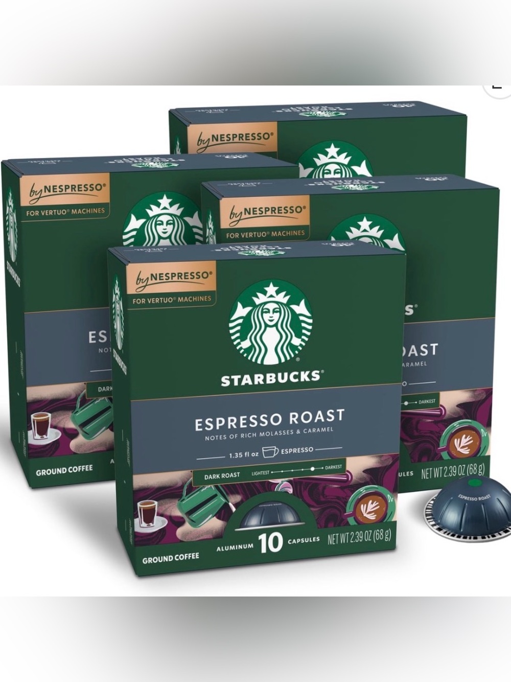 Starbucks By Nespresso Vertuo Pods Espresso 40 Count set